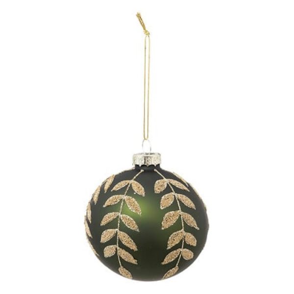 glass bauble gold leaves 8cm