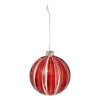 glass bauble red stripes 8cm