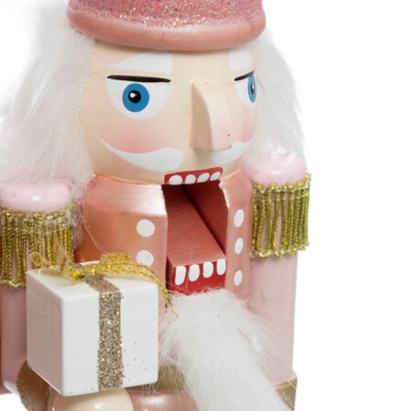 wooden nutcracker pink 25cm