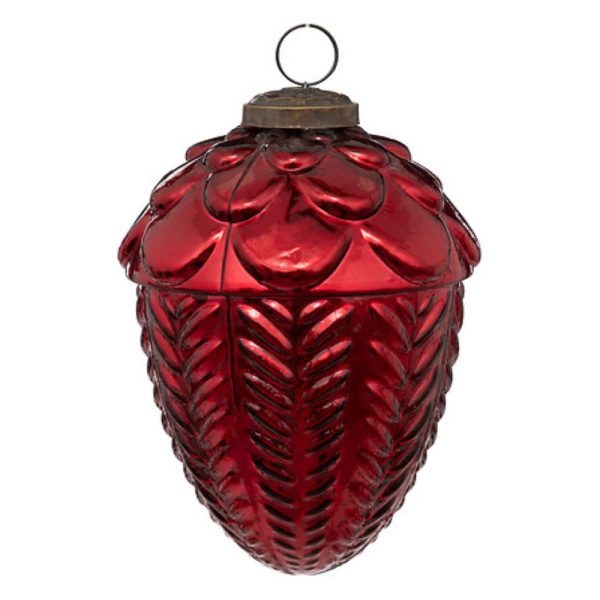 glass hanging pinecone red 13cm