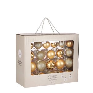 42 piece glass bauble set gold