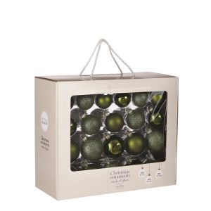 42 piece glass bauble set deep green