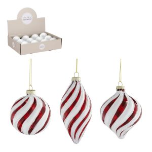 glass ornament onion drop ball assorted red 8cm