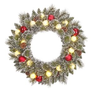 kaprun battery operated green wreath 13x60cm