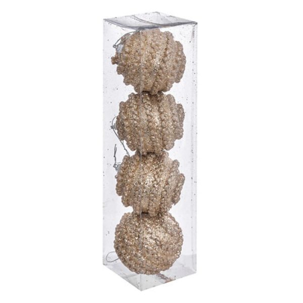 set of 4 wool effect christmas baubles