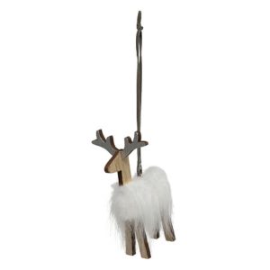 assorted wood and fur reindeer hang decoration