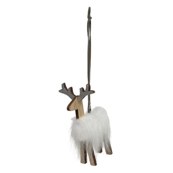 assorted wood and fur reindeer hang decoration