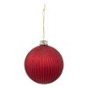 glass bauble grooved red 10cm