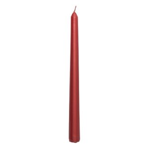 set of 4 satin red dinner candles 25cm