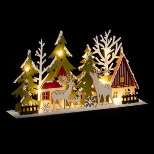 battery operated 13 led village h17cm