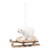 hanging christmas bear with sled 10cm