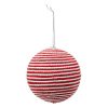 bauble with rope white and red 10cm