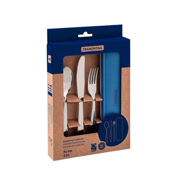 tramontina travel cutlery set of 4 blue