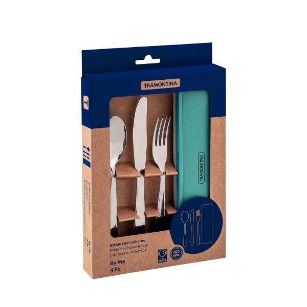 tramontina travel cutlery set of 4 teal