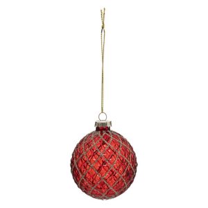 set of 3 glass baubles red 8cm