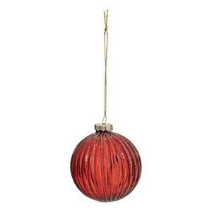 set of 3 glass baubles red 8cm