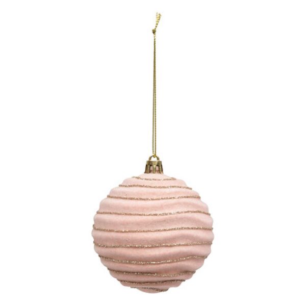 box set of 9 pink and white velvet baubles 8cm