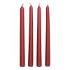 set of 4 satin red dinner candles 25cm