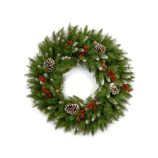 creston wreath berry green 142 frosted tips d60cm