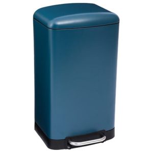 blue metal 30l petal bin with silent close