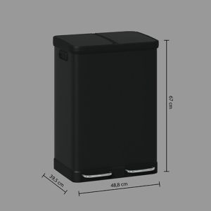 black double 30l soft close pedal bin