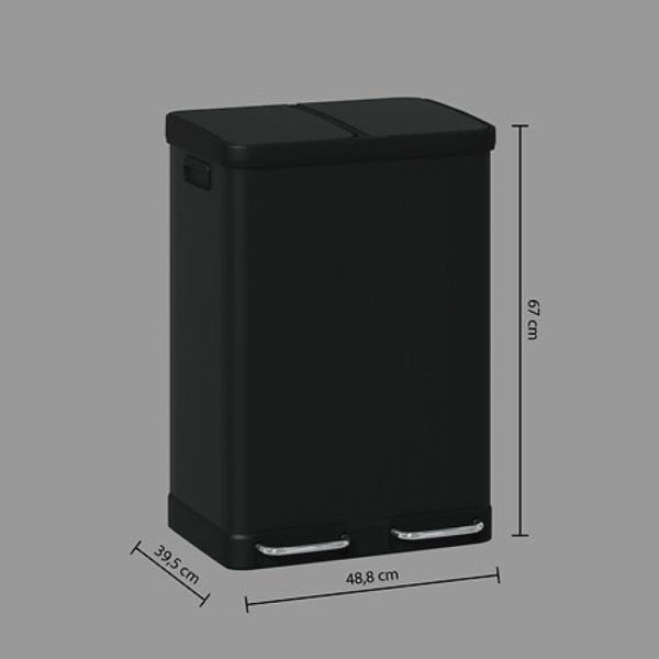 black double 30l soft close pedal bin