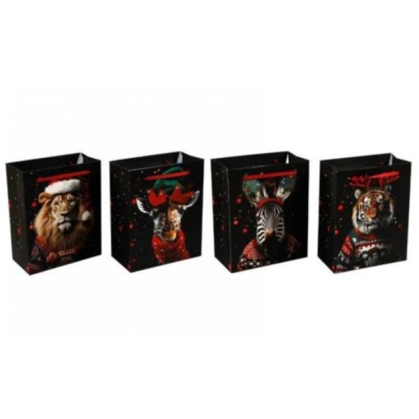 christmas animal gift bag 26x33cm 4 assorted