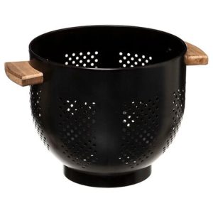 4.5l tall black metal colander