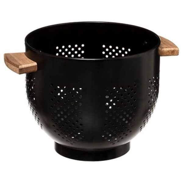 4.5l tall black metal colander