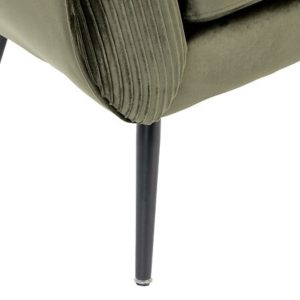 solaro khaki pleated velvet arm chair 75x78cm