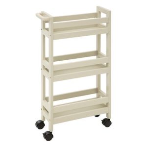 linen colour wooden 3tier trolley 75x40x15cm