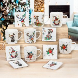 bug art xmas kitten mug