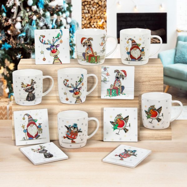 bug art xmas kitten mug