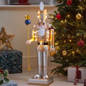 inlit gold and white nutcracker h80cm