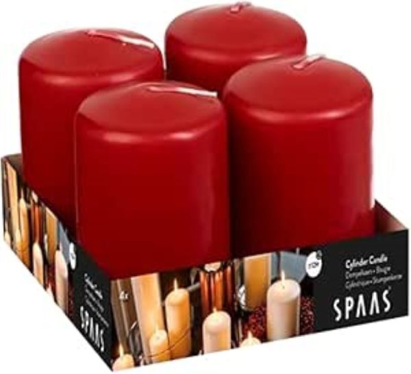 spaas set of 4 red pillars candles 50x80cm