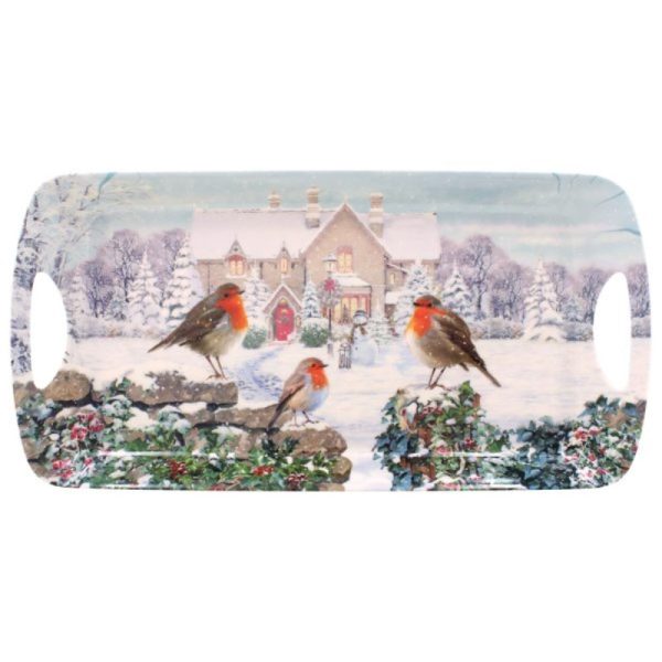 christmas robins medium tray