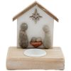 pebble nativity tealight holder 13x12cm