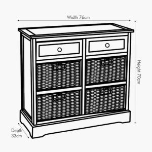 devonshire 2 drawer 4 basket grey unit