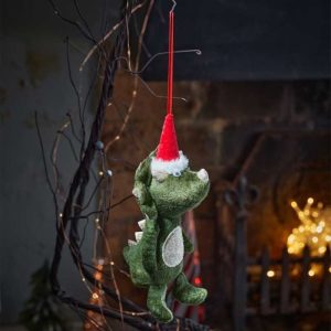 green festive dino pendant