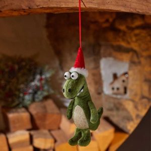 green festive dino pendant