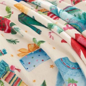 christmas jolly jumpers cream throw 130x170cm