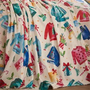 christmas jolly jumpers cream throw 130x170cm