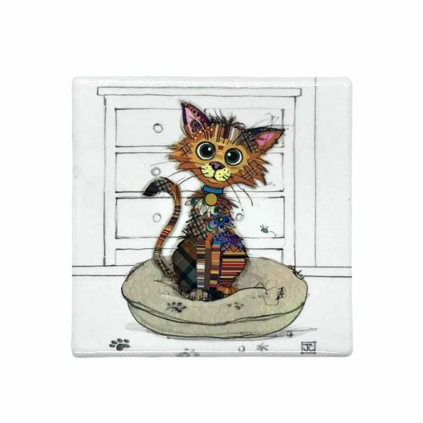 christmas kitten ceramic coaster