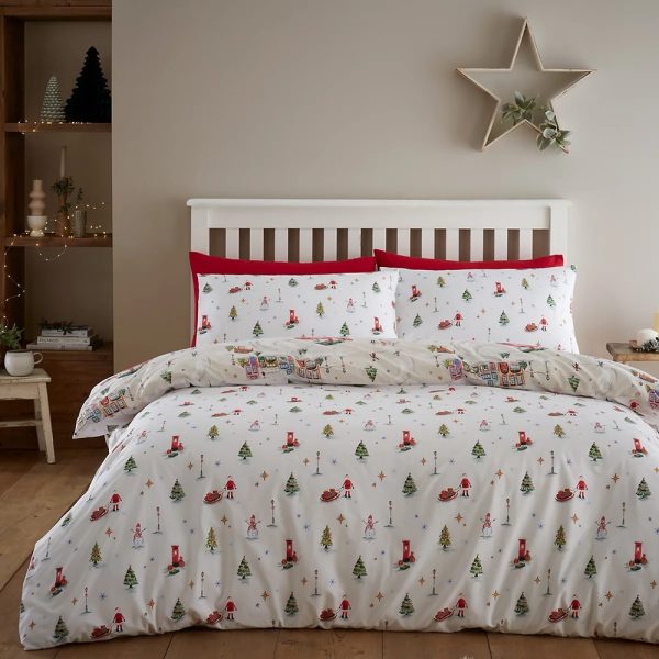 christmas town neutral doubel duvet set