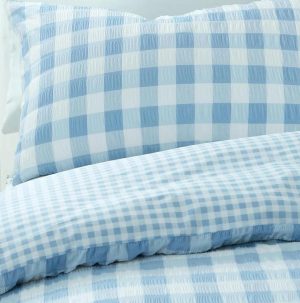 lansfield seersucker gingham check double duvet se