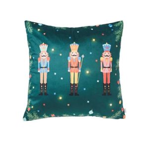 nutcracker light up green cushion filled 45x45