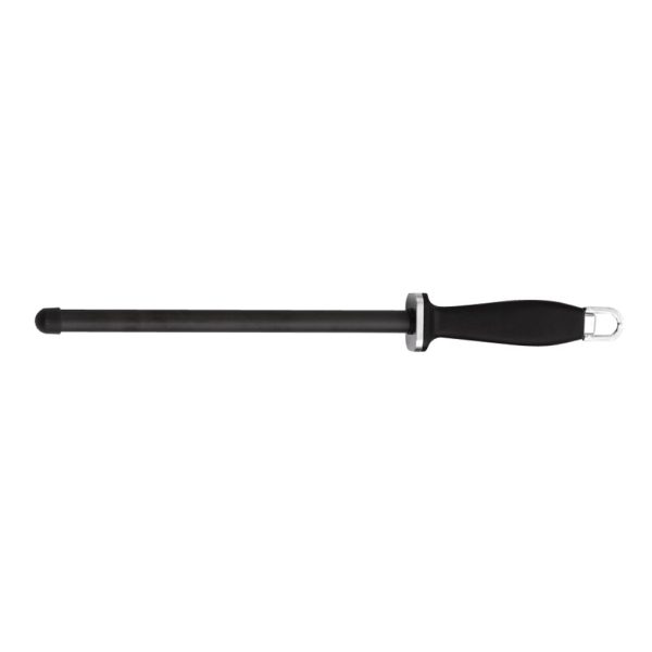 rf black ceramic sharpening rod with end cap 25cm