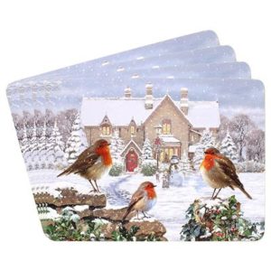 christmas robins set of 4 placemats