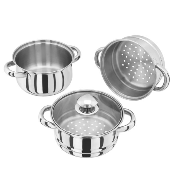 judge 3 tier glass lid steamer set 16cm