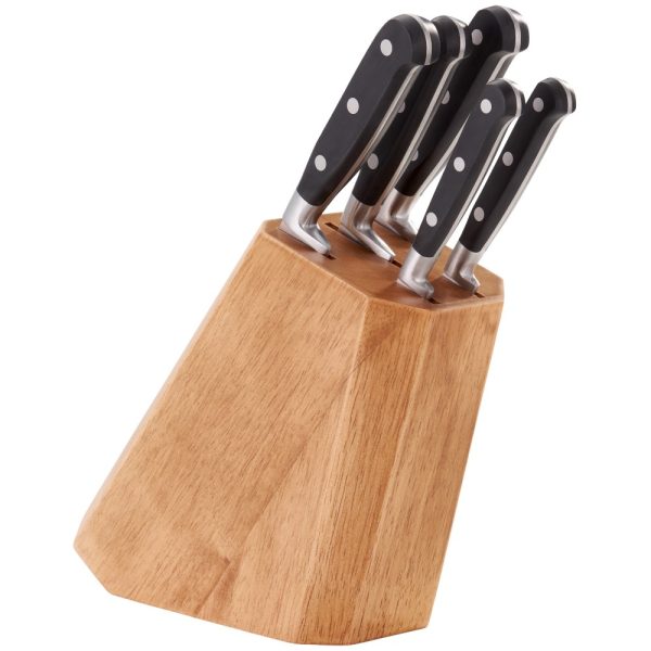 stellar sabatier is wooden knife block set 5 piece